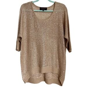 Active USA Womens M/L Gold Lightweight Open Knit Summer Sweater Beach Cover Up